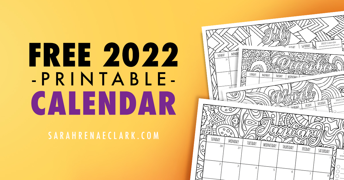 Free printable coloring calendar