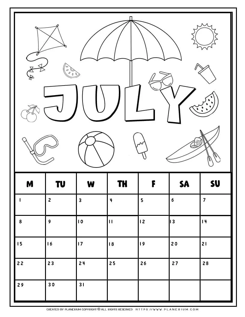 Coloring calendar