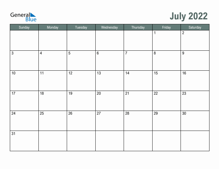 July monthly calendar pdf word excel