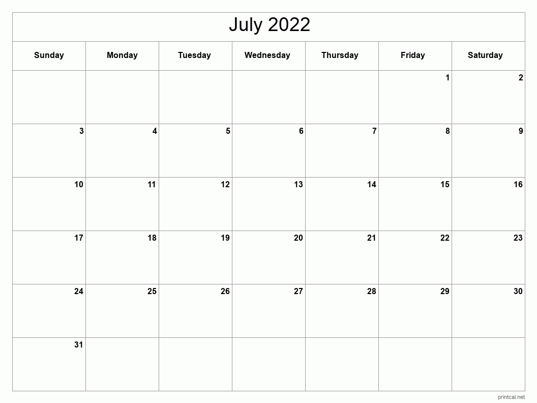 Printable july calendar