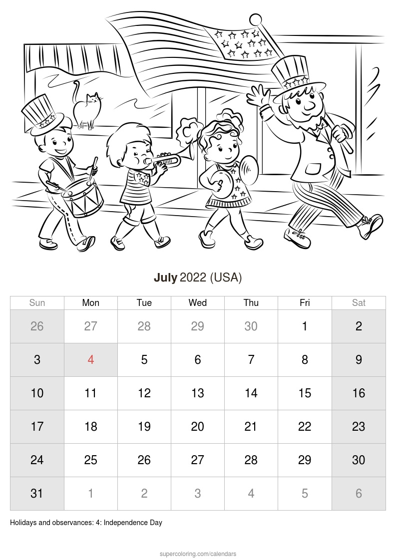 July calendar