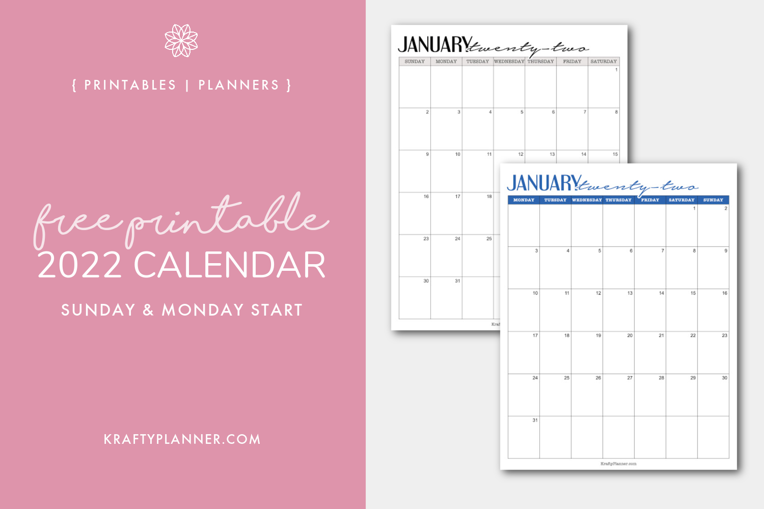 Free printable calendar â krafty planner