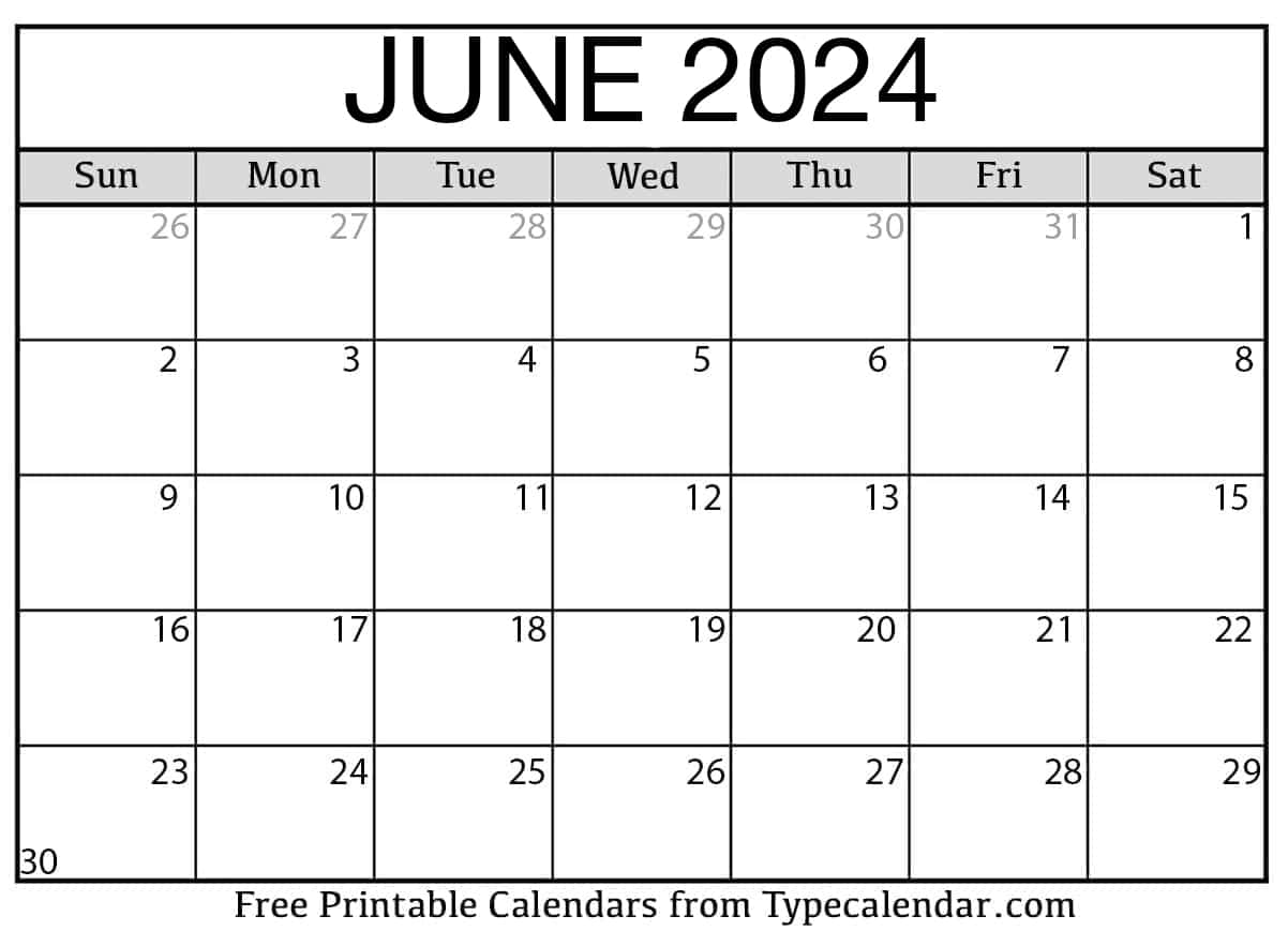 Free printable june calendars
