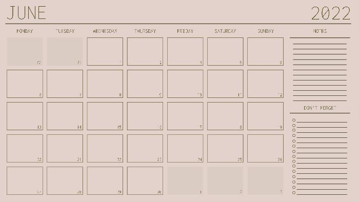 Download free simple monthly calendar template