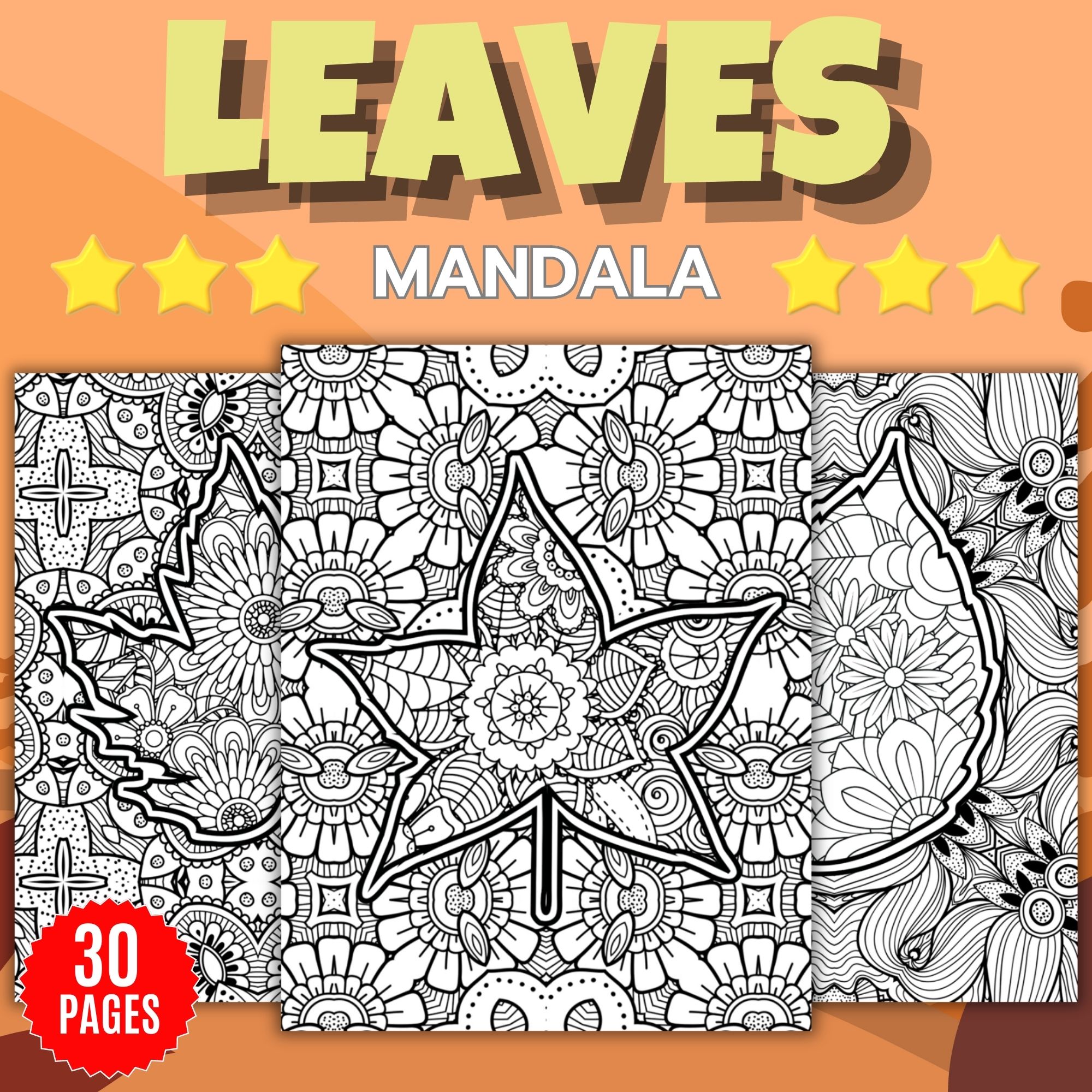 Printable autumn fall leaves mandala coloring pages