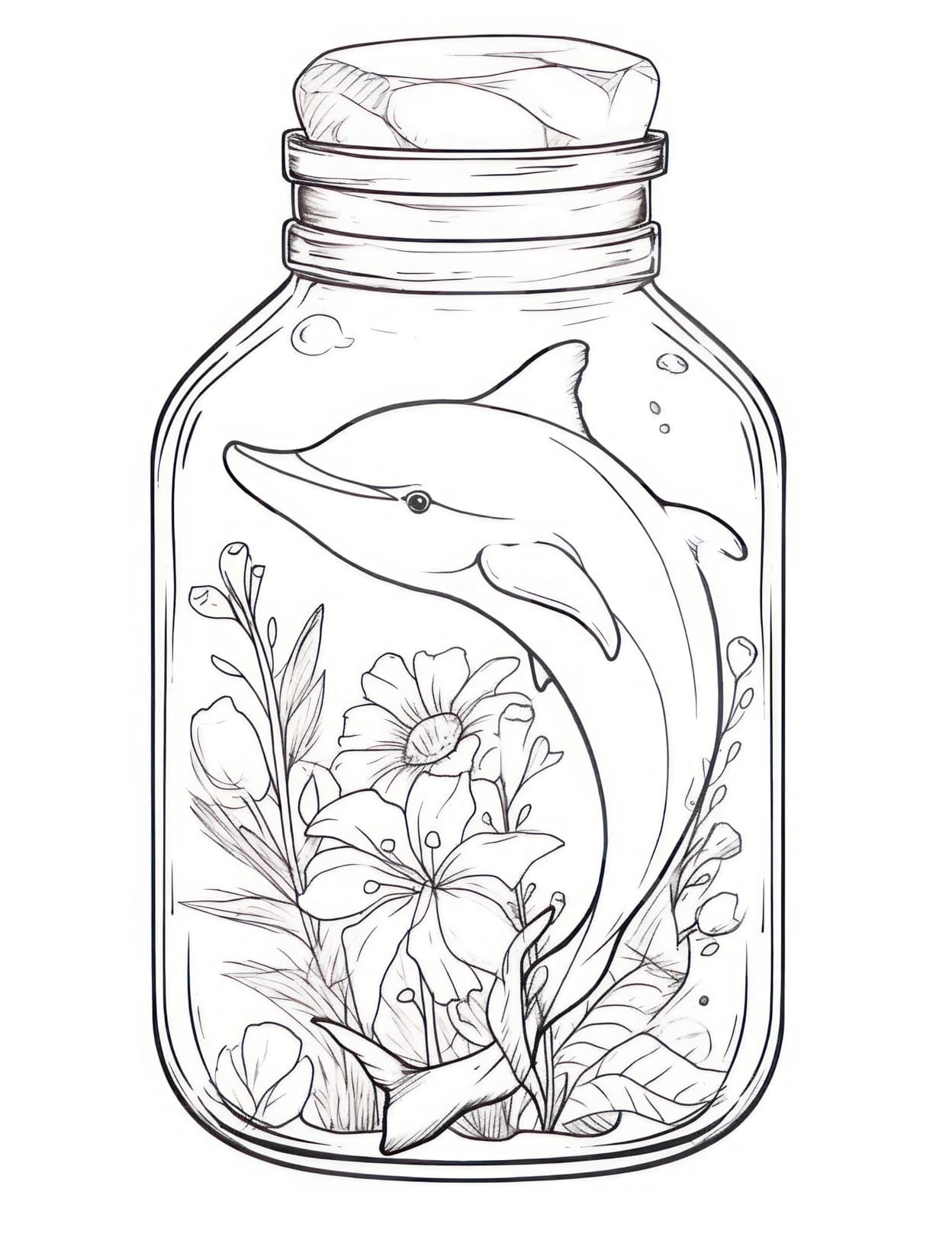 Dolphin coloring pages for kids and adults