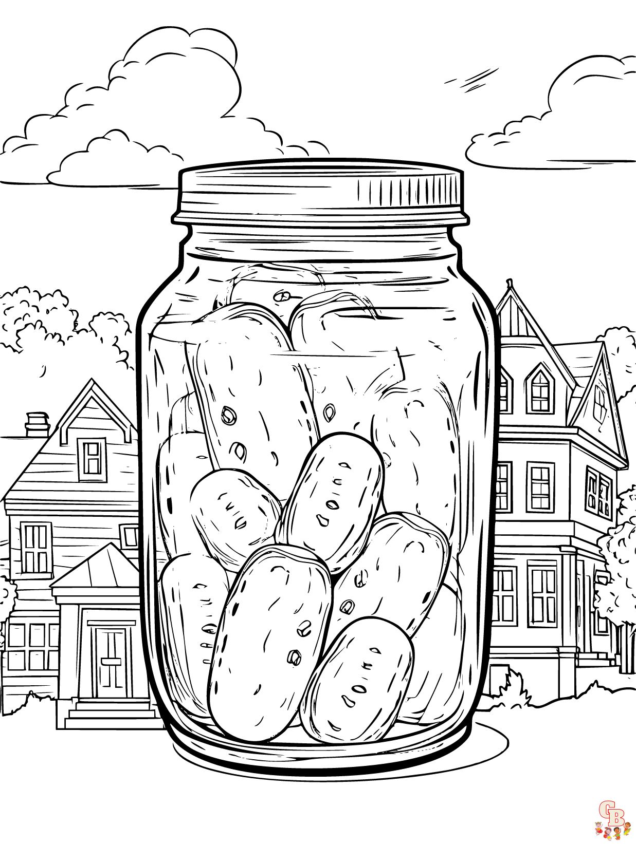 Printable pickle coloring pages free for kids and adults