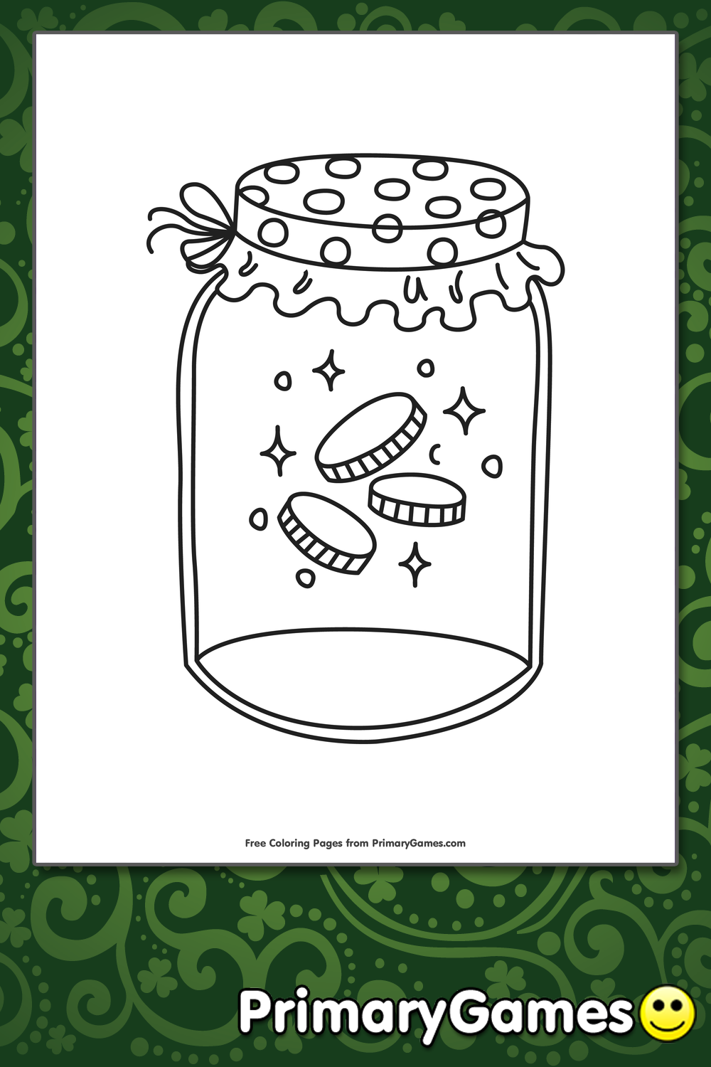 Gold coins in a jar coloring page â free printable pdf from