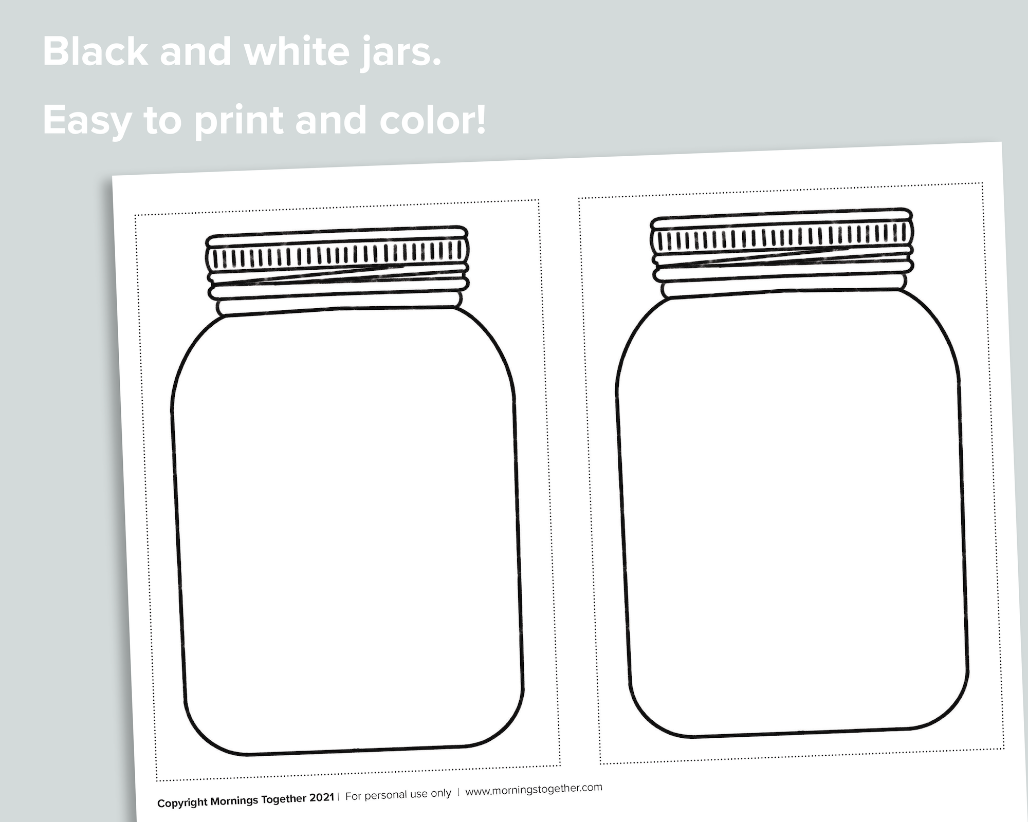 Color jars black and white freebie â mornings together