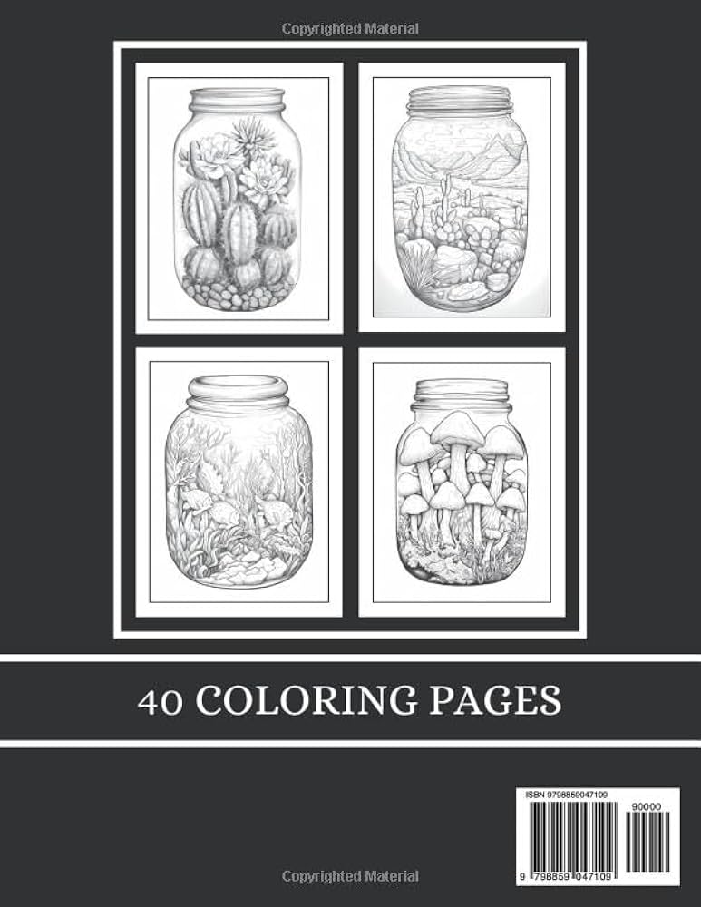 Large print jar coloring book for adults deserts cactus flowers mushrooms and underwater landscape empire cb books