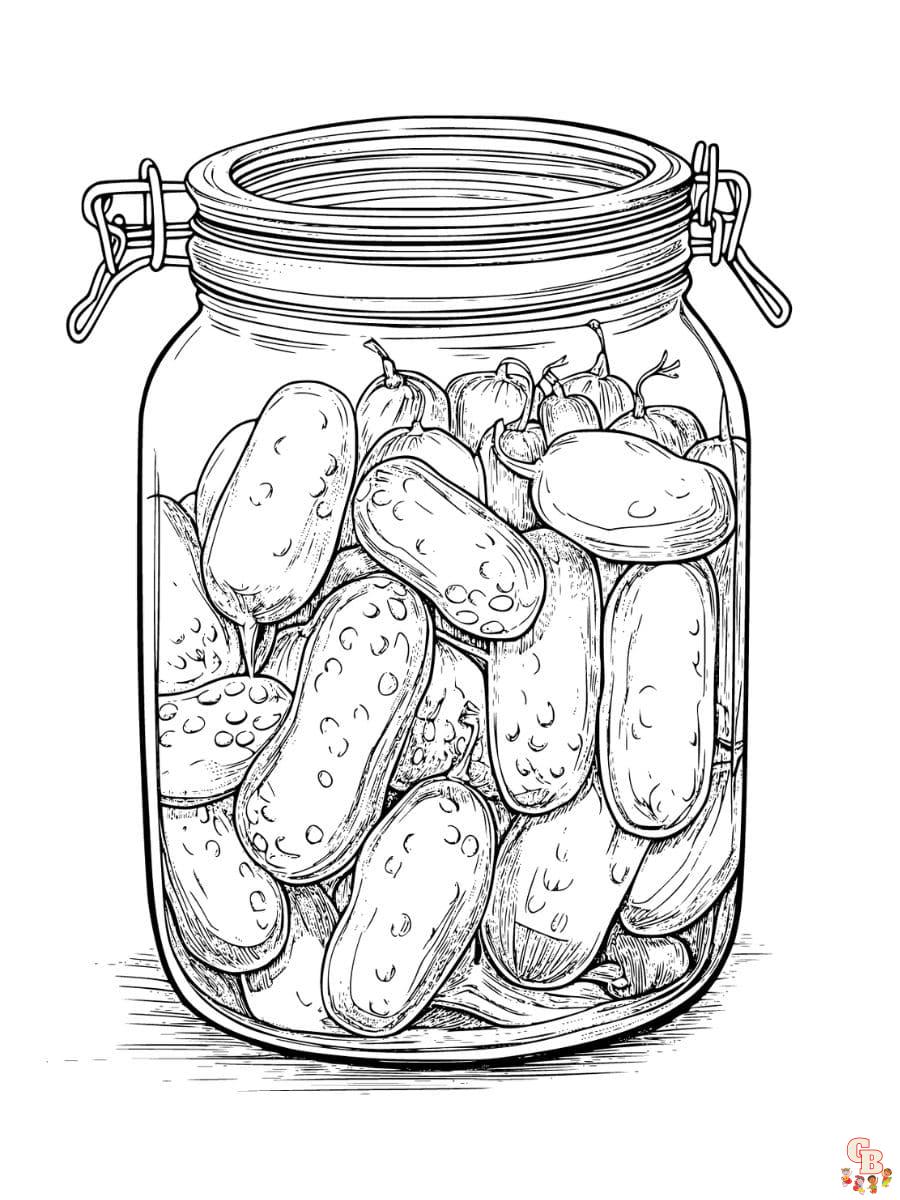 Printable pickle coloring pages free for kids and adults