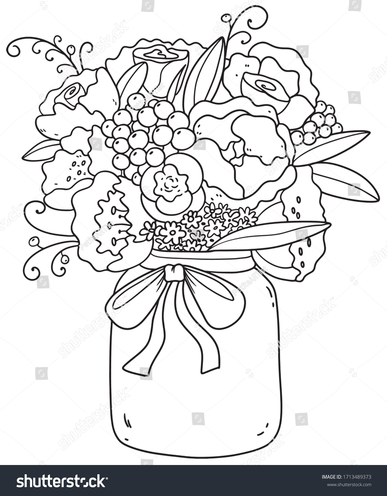 Beautiful bouquet peonies roses daisies lilacs stock vector royalty free