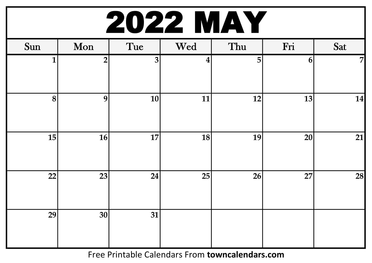 Printable may calendar