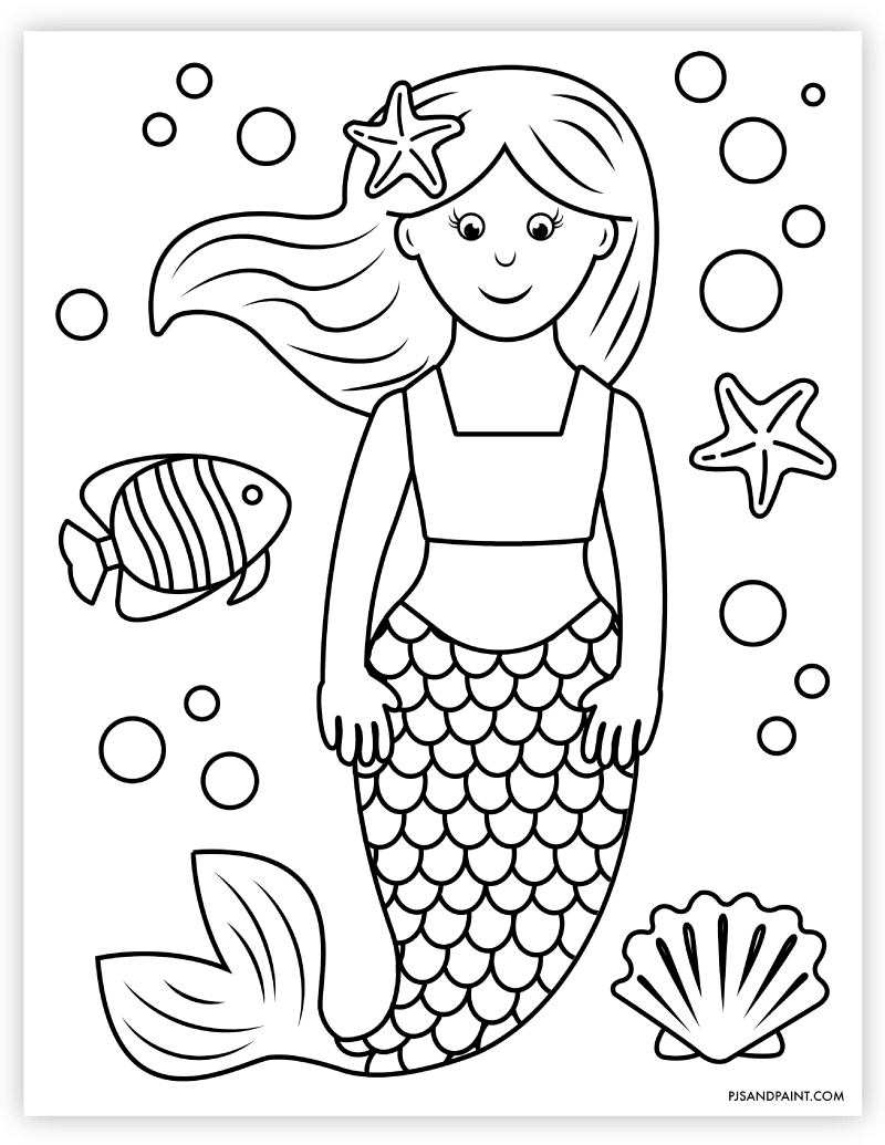 Free printable mermaid coloring page for kids