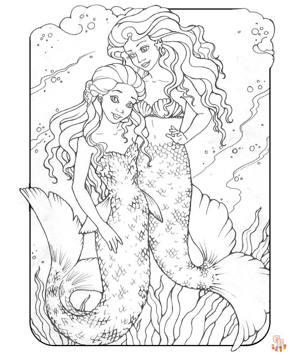 Realistic mermaid coloring pages free printable