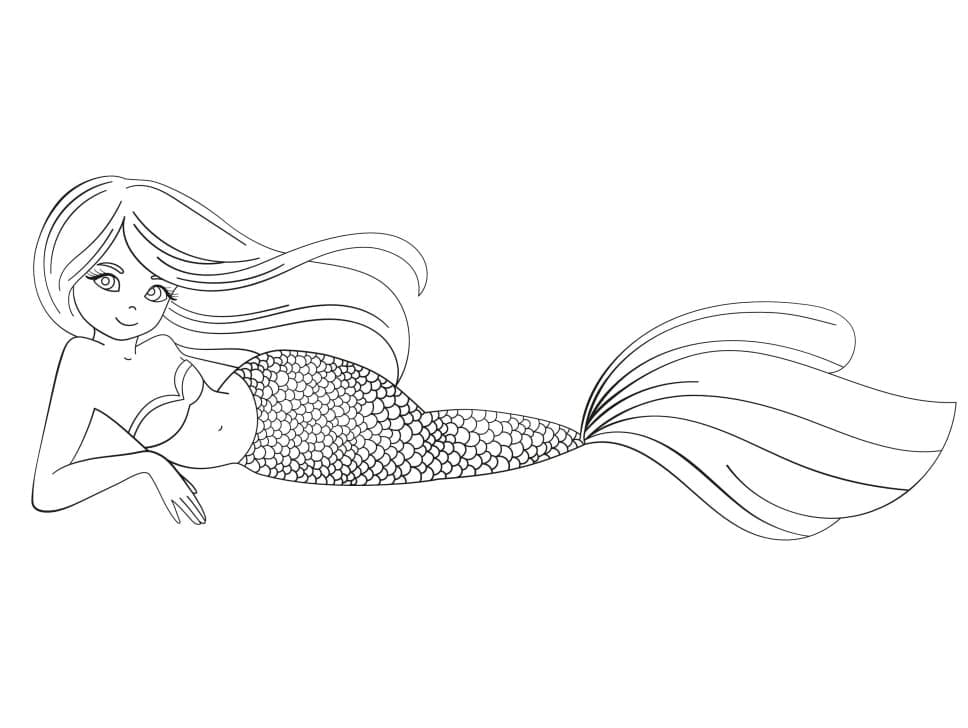 Cartoon mermaid printable coloring page