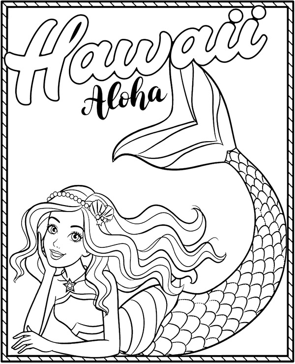 Mermaid barbie coloring page sheet