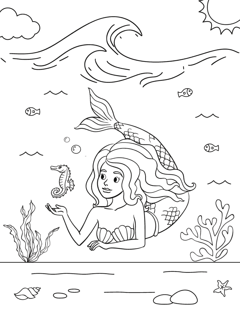 Free printable mermaid coloring pages for kids