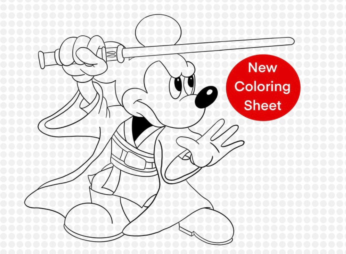 Jedi mickey mouse coloring sheet