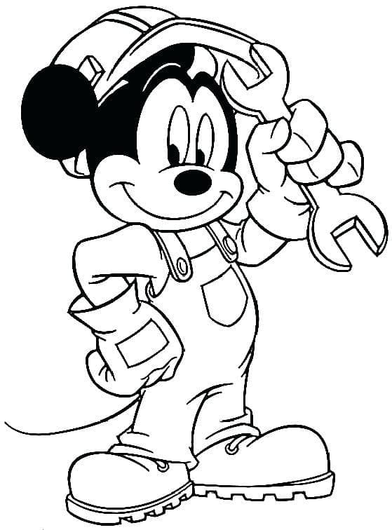 Engineer mickey mouse coloring page