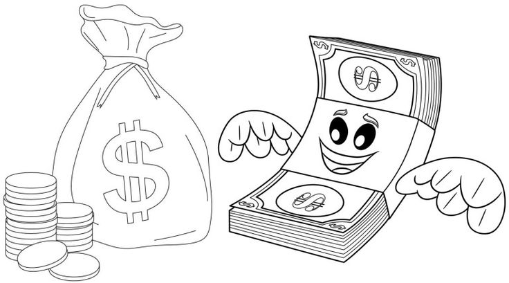 Pretty fun money coloring page coloring pages for kids coloring pages curious george coloring pages