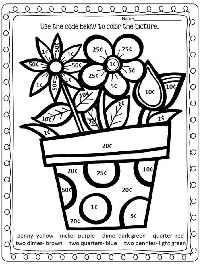 Money coloring page worksheets