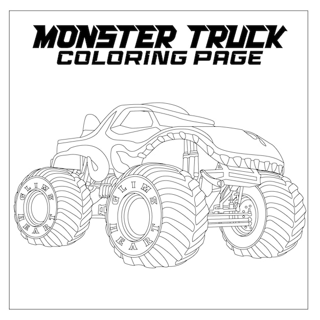 Premium vector monster truck coloring page for all ages