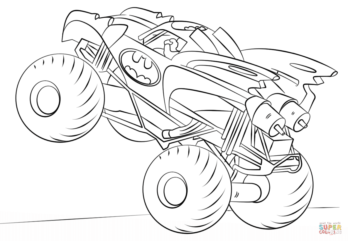 Batman monster truck coloring page free printable coloring pages