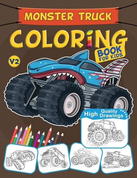 Monster truck coloring book for kids by james color