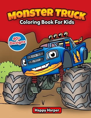 Monster truck coloring book large print paperback sandman books