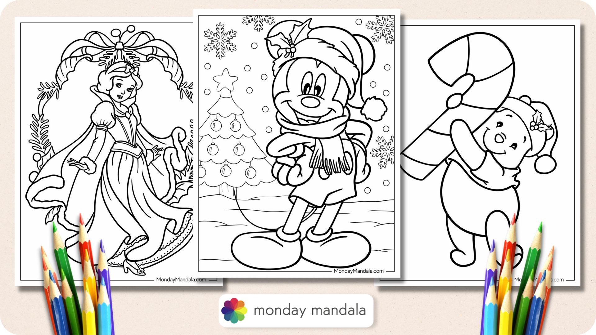 Disney christmas coloring pages free pdf printables