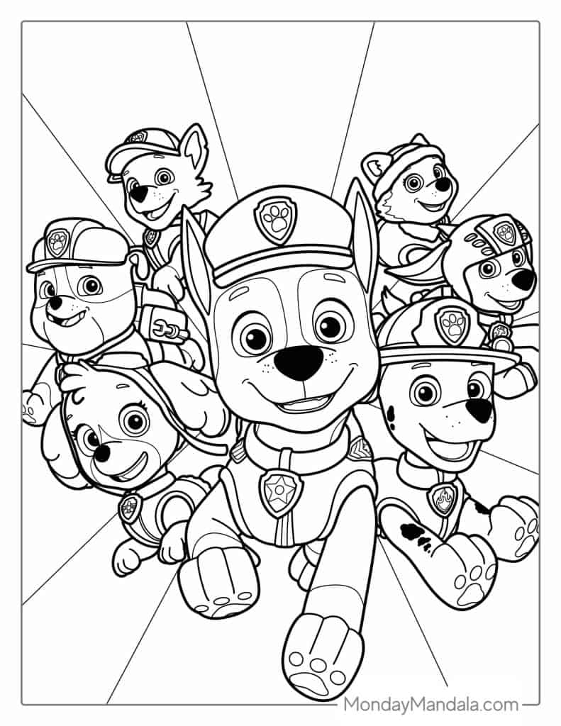 Paw patrol coloring pages free pdf printables