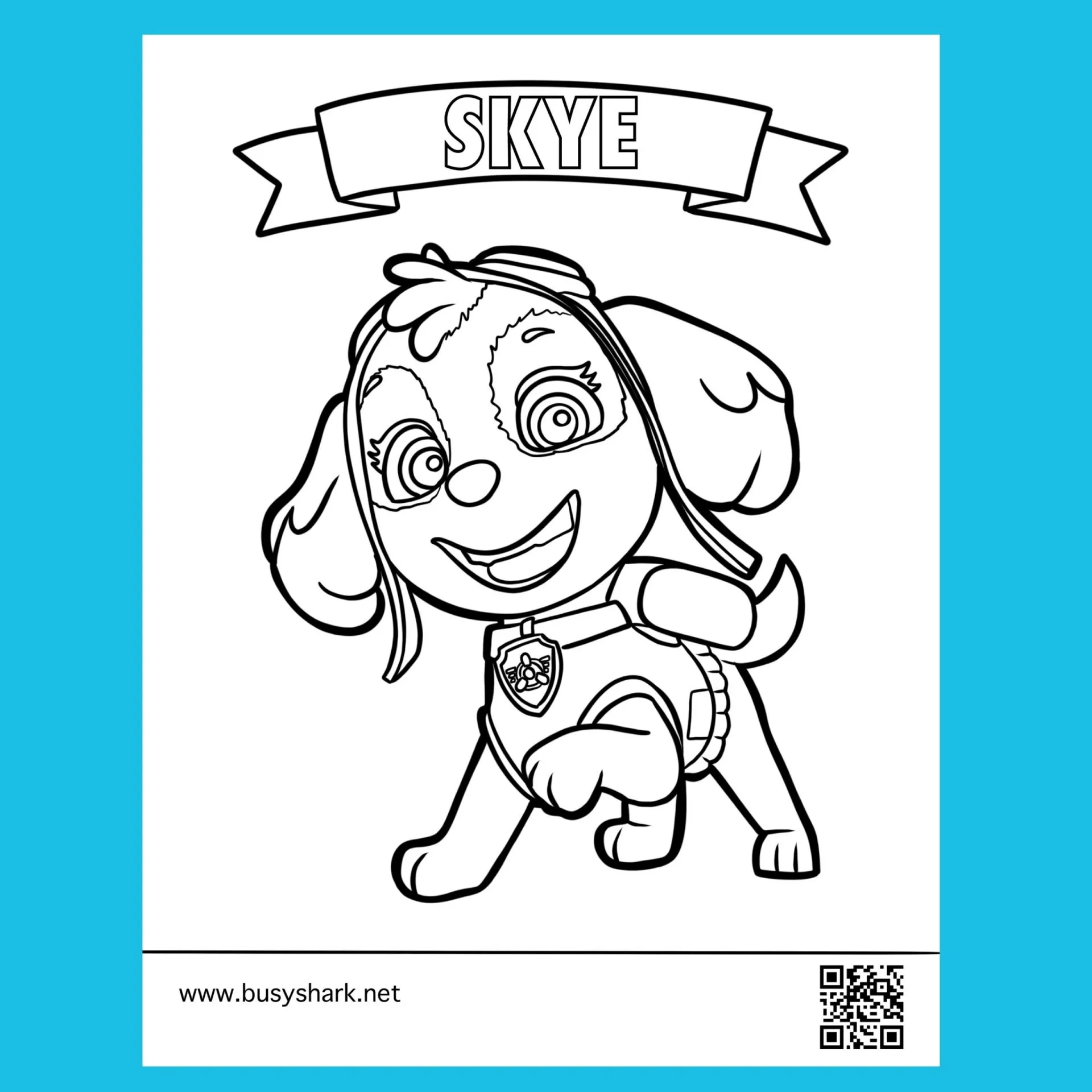 Paw patrol skye free coloring page