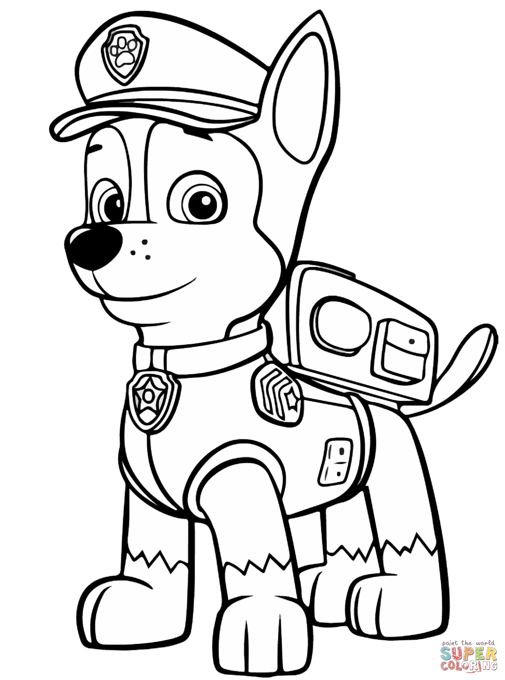 Paw patrol chase coloring page free printable coloring pages