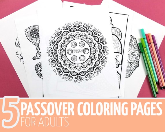 Passover coloring pages for adults printable pesach jewish holiday crafts for teens and grown