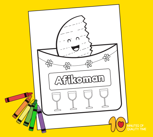 Afikoman craft for passover coloring page â minutes of quality time