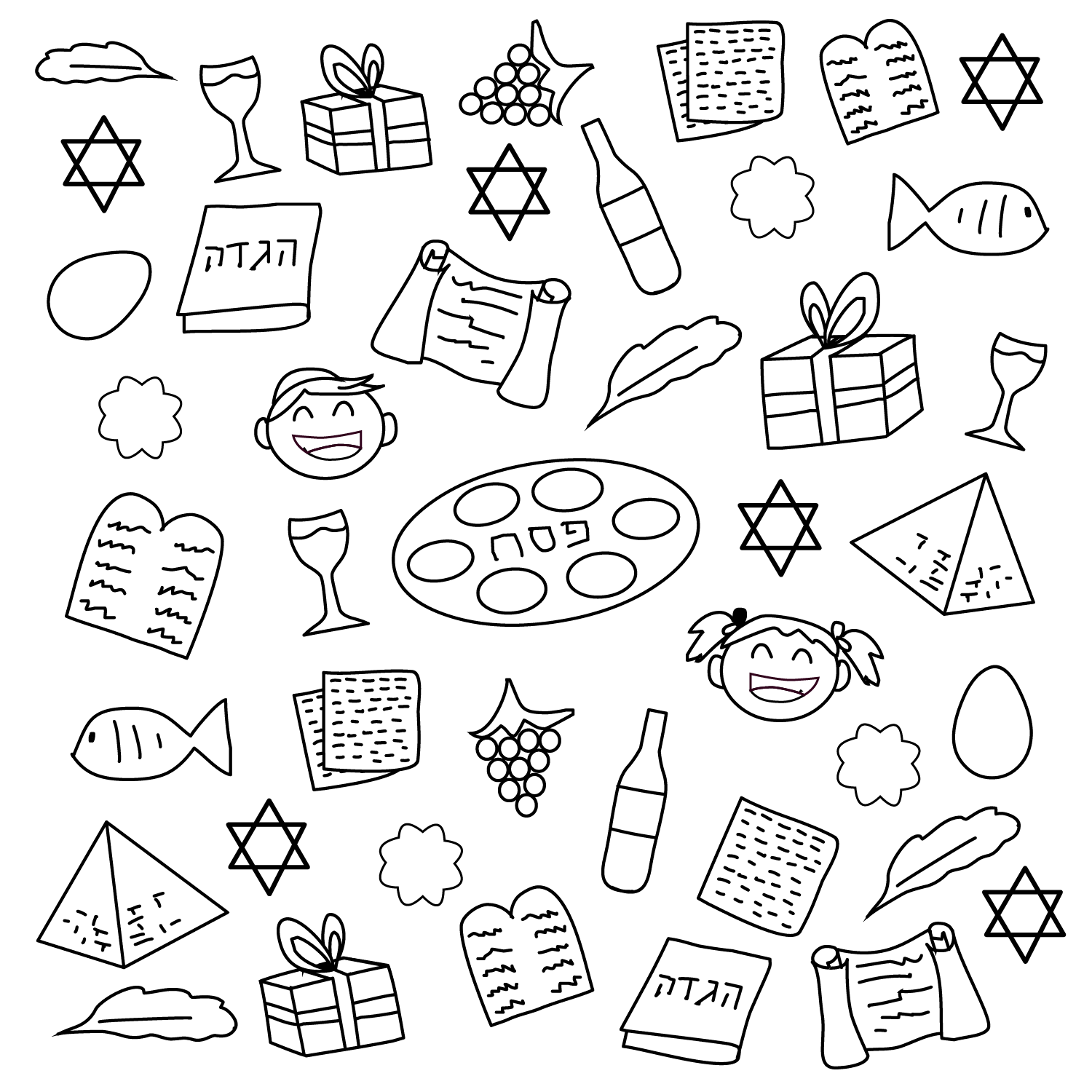 Passover coloring page passover haggadah by