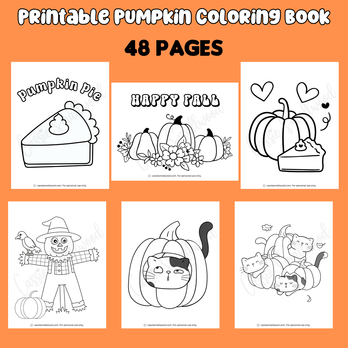 Printable pumpkin coloring book pages â cassie smallwood