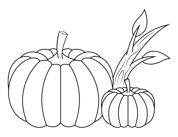 Printable large and small pumpkin coloring page