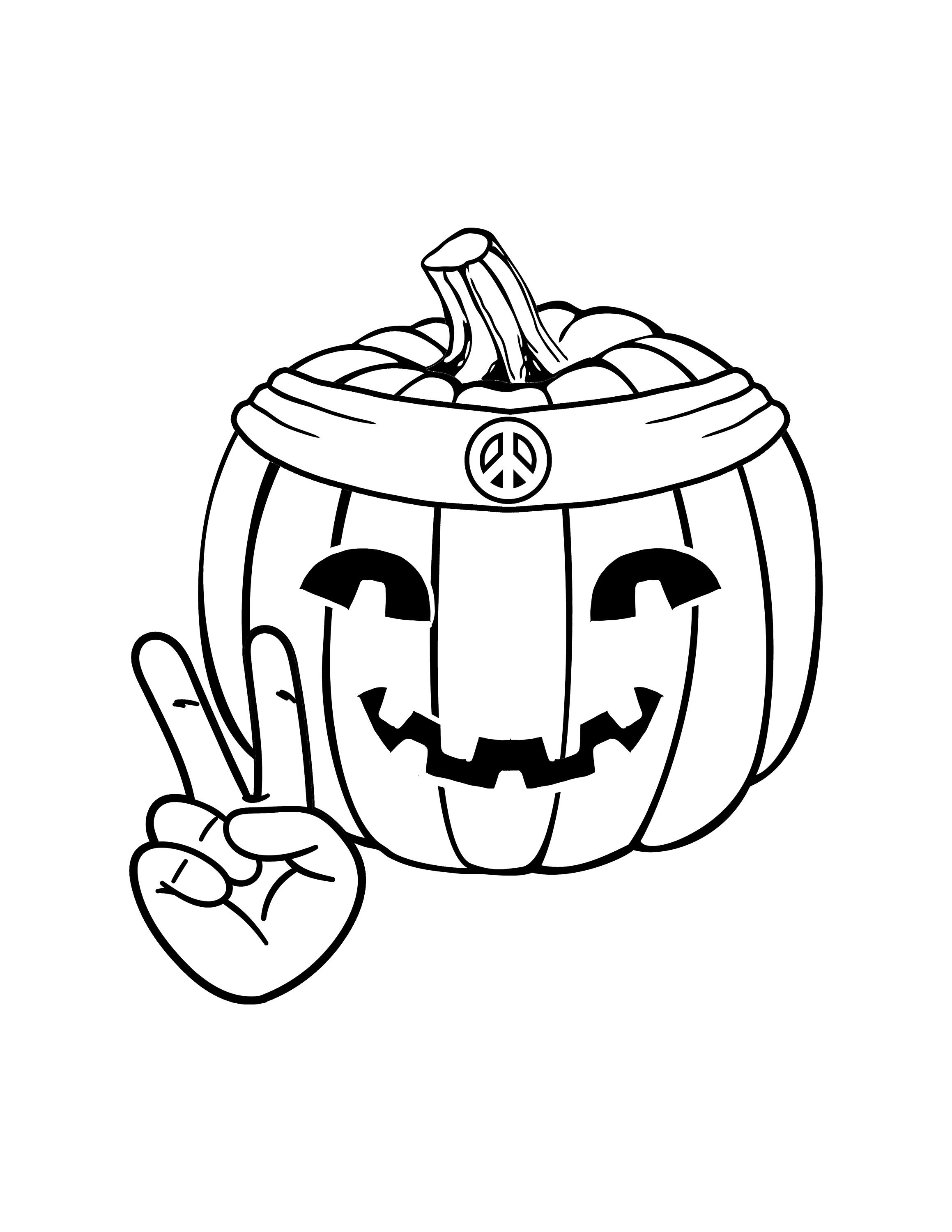 Pumpkin peace printable digital download pumpkin coloring page peace sign