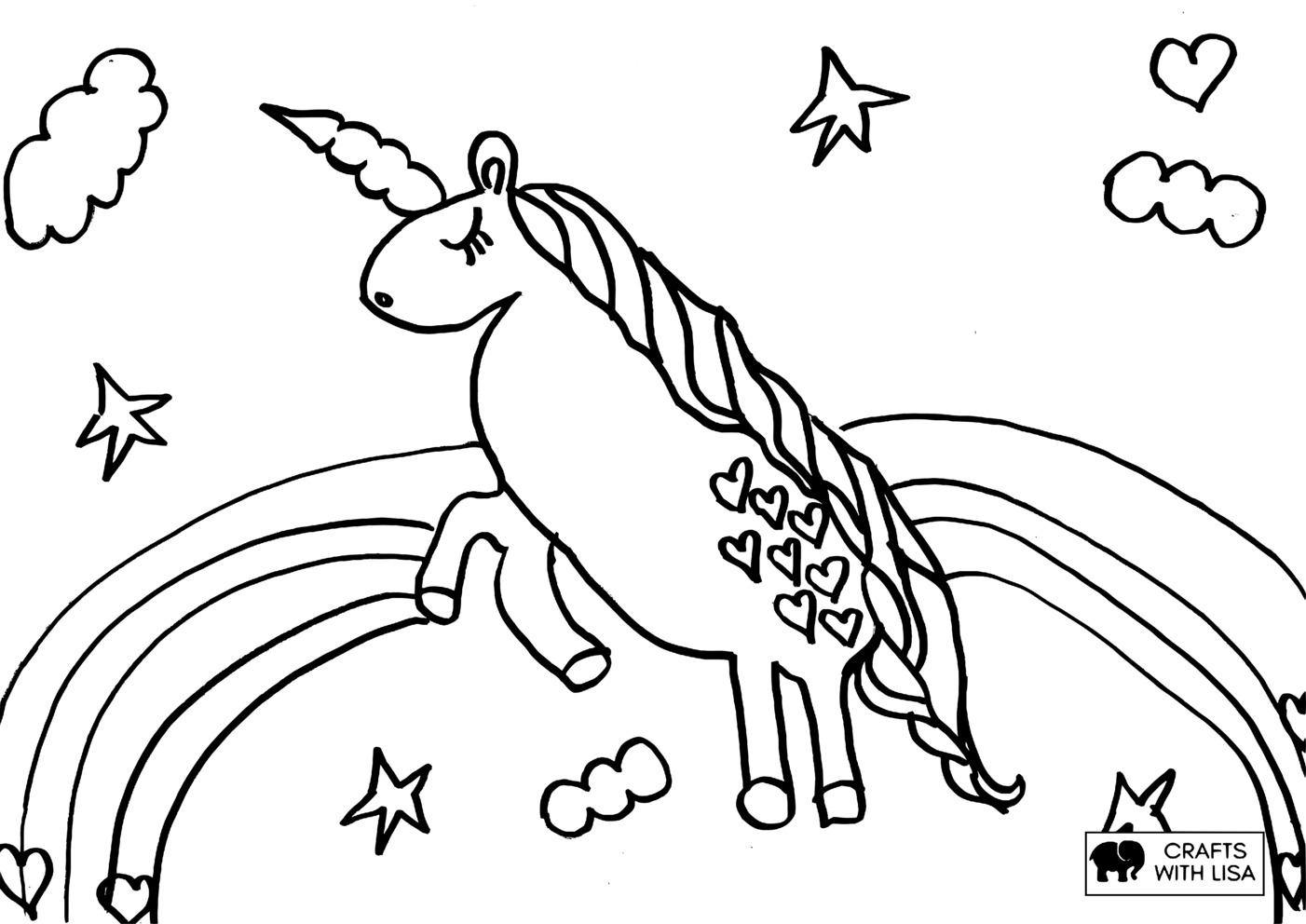 Unicorn rainbow coloring page