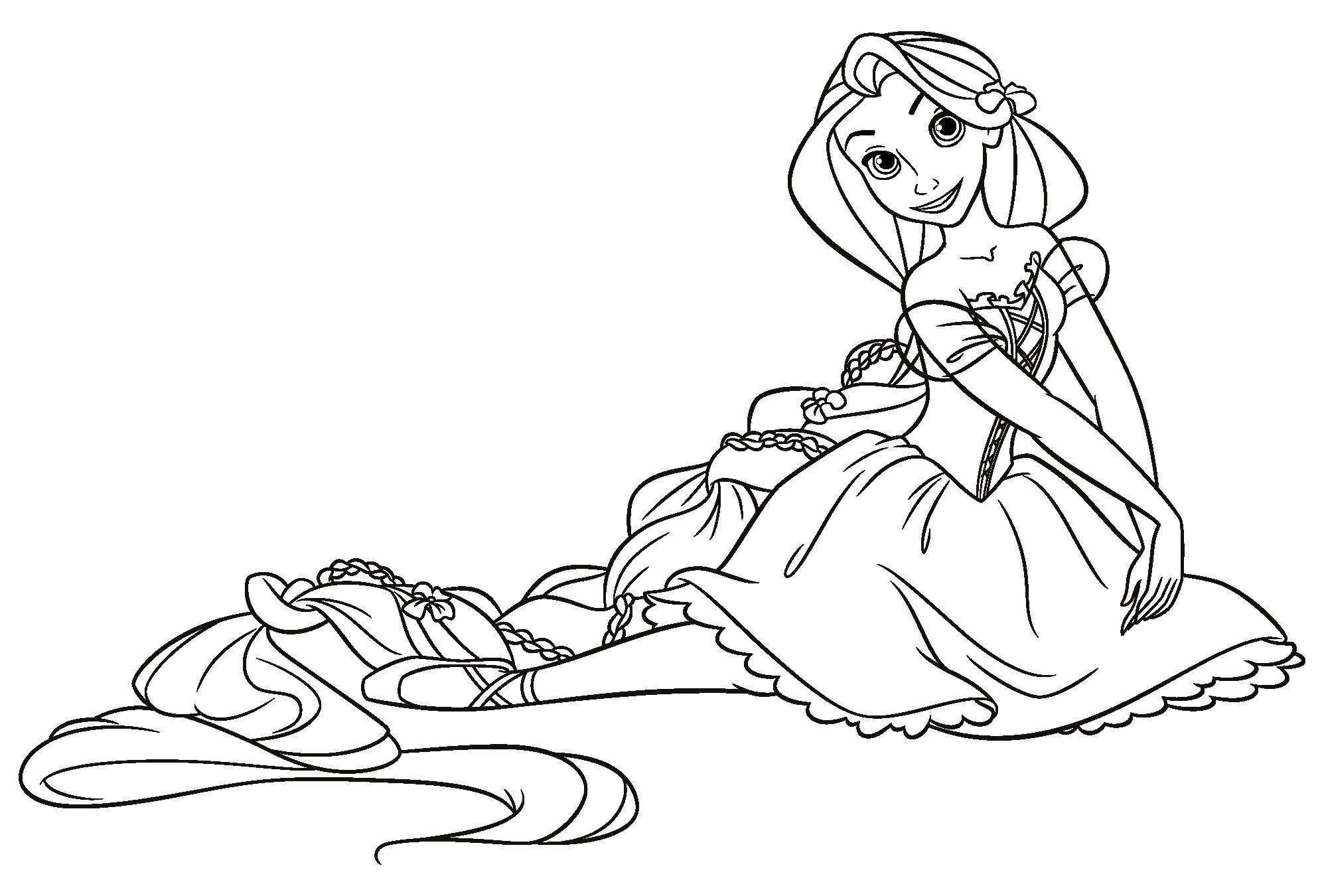 Online coloring pages coloring page princess rapunzel princess download print coloring page