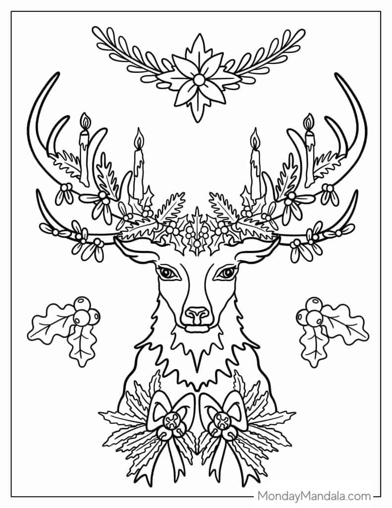 Reindeer coloring pages free pdf printables