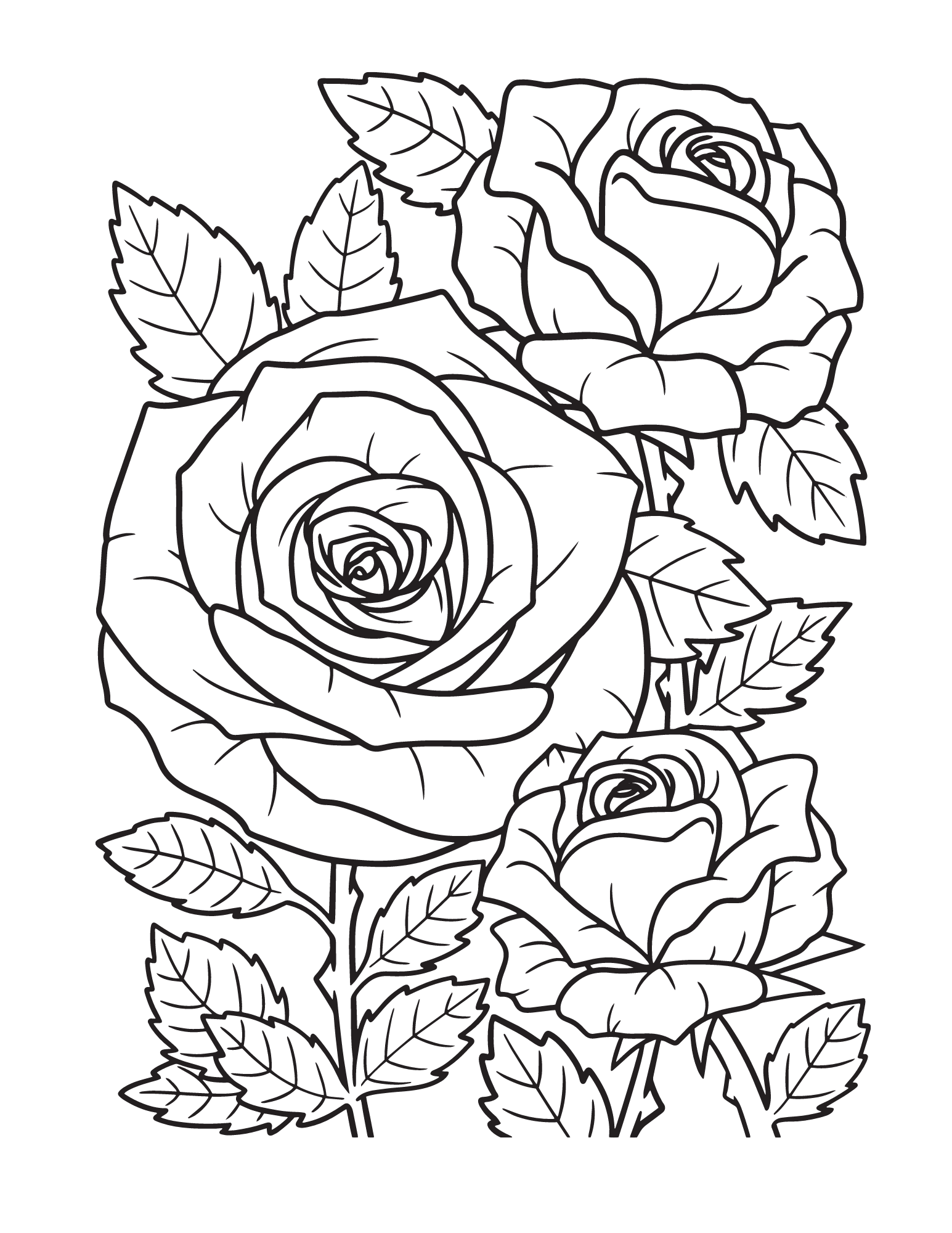 Free printable rose coloring pages for kids and adults