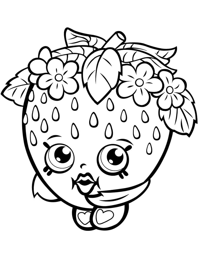 Strawberry kiss shopkins coloring page