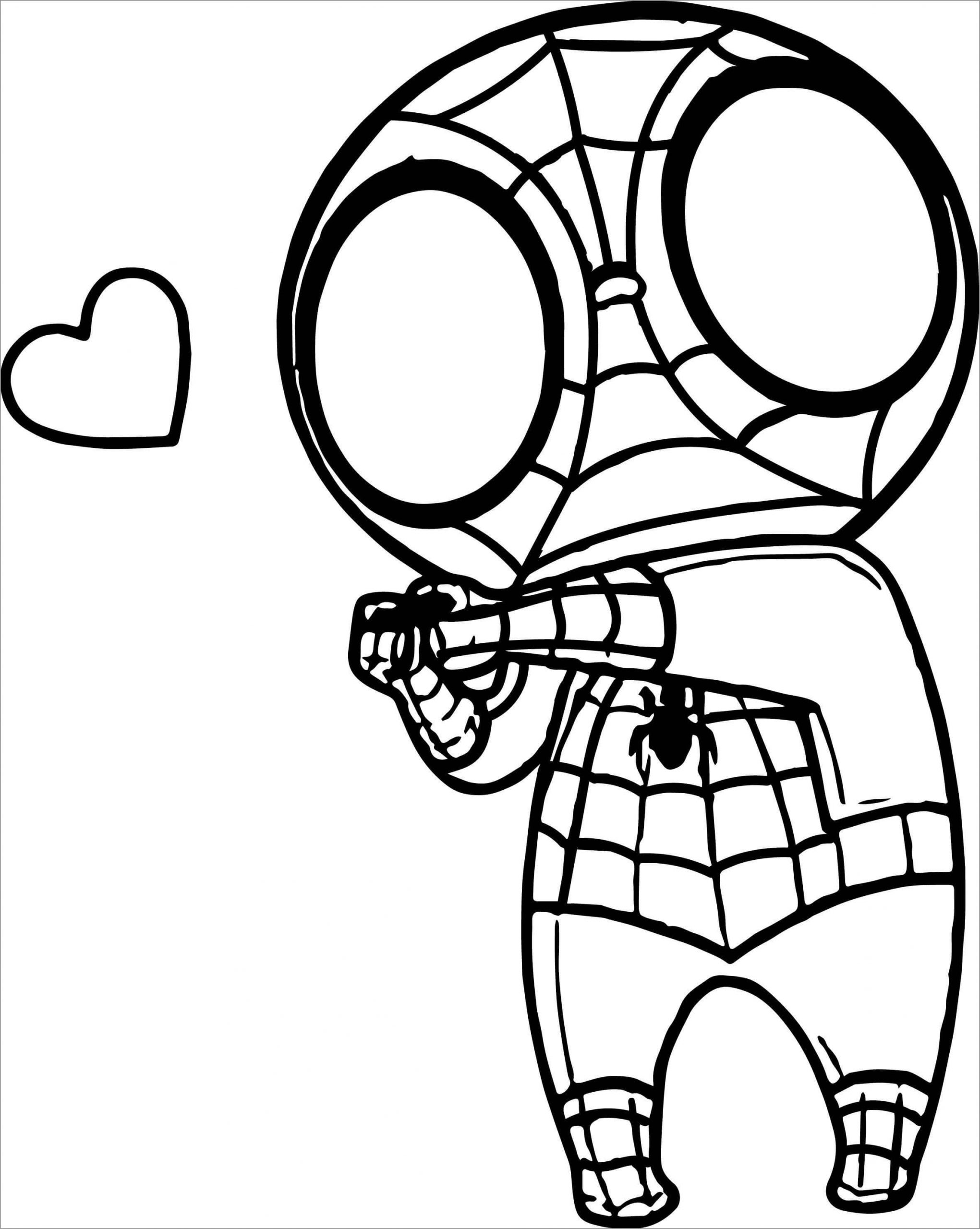 Cute chibi spiderman coloring page