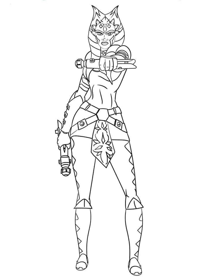 Ahsoka tano from star wars coloring page