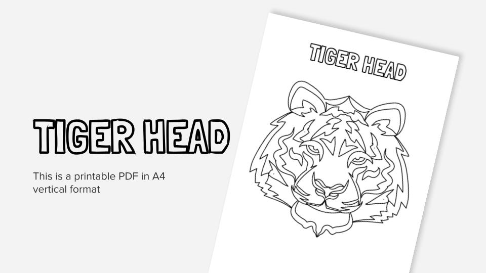 Tiger head printable coloring worksheet