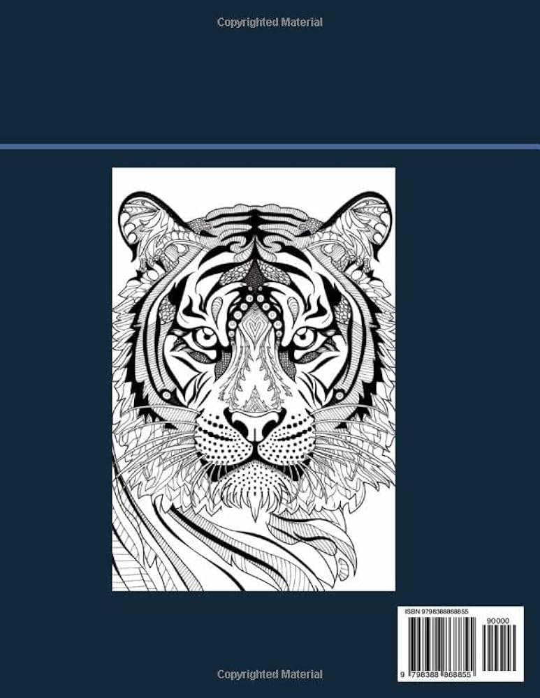 Large print tiger loring book for adults