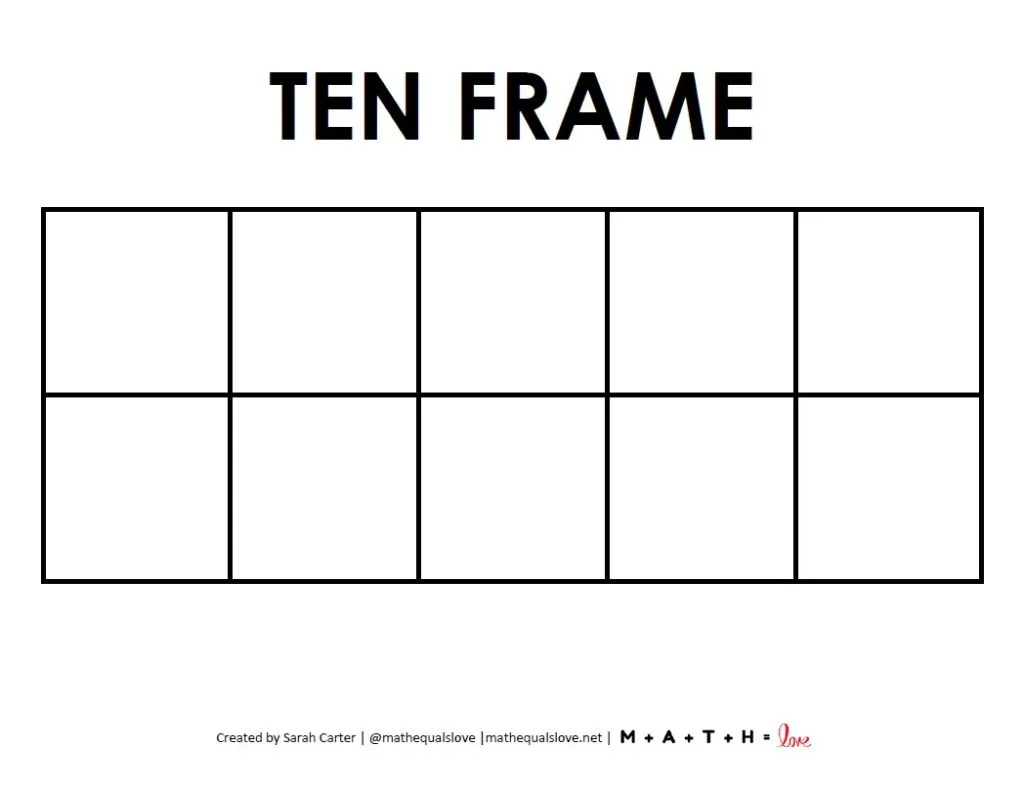 Blank ten frame template math love